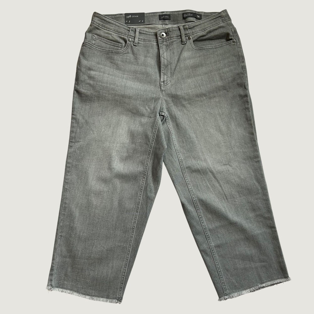 J.Jill High-Rise Straight-Leg Crop Jeans Lead Wash Grey 16 Petite NWT 289922